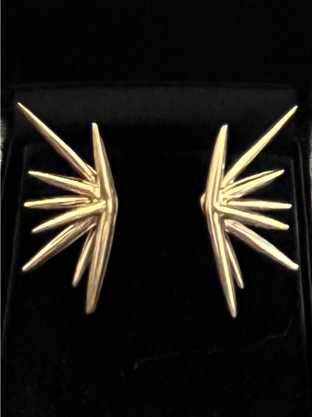 Gold Starburst Spike Stud Earrings - Women Jewelry
